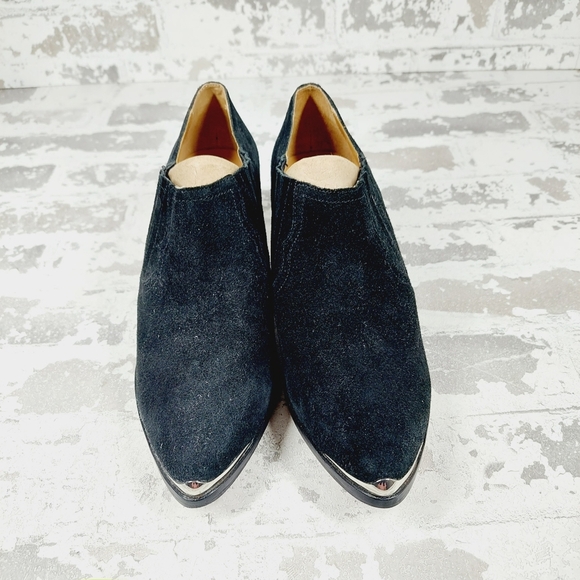 Joie Baler Black suede Leather Western Ankle Boots C1036 - Picture 3 of 14